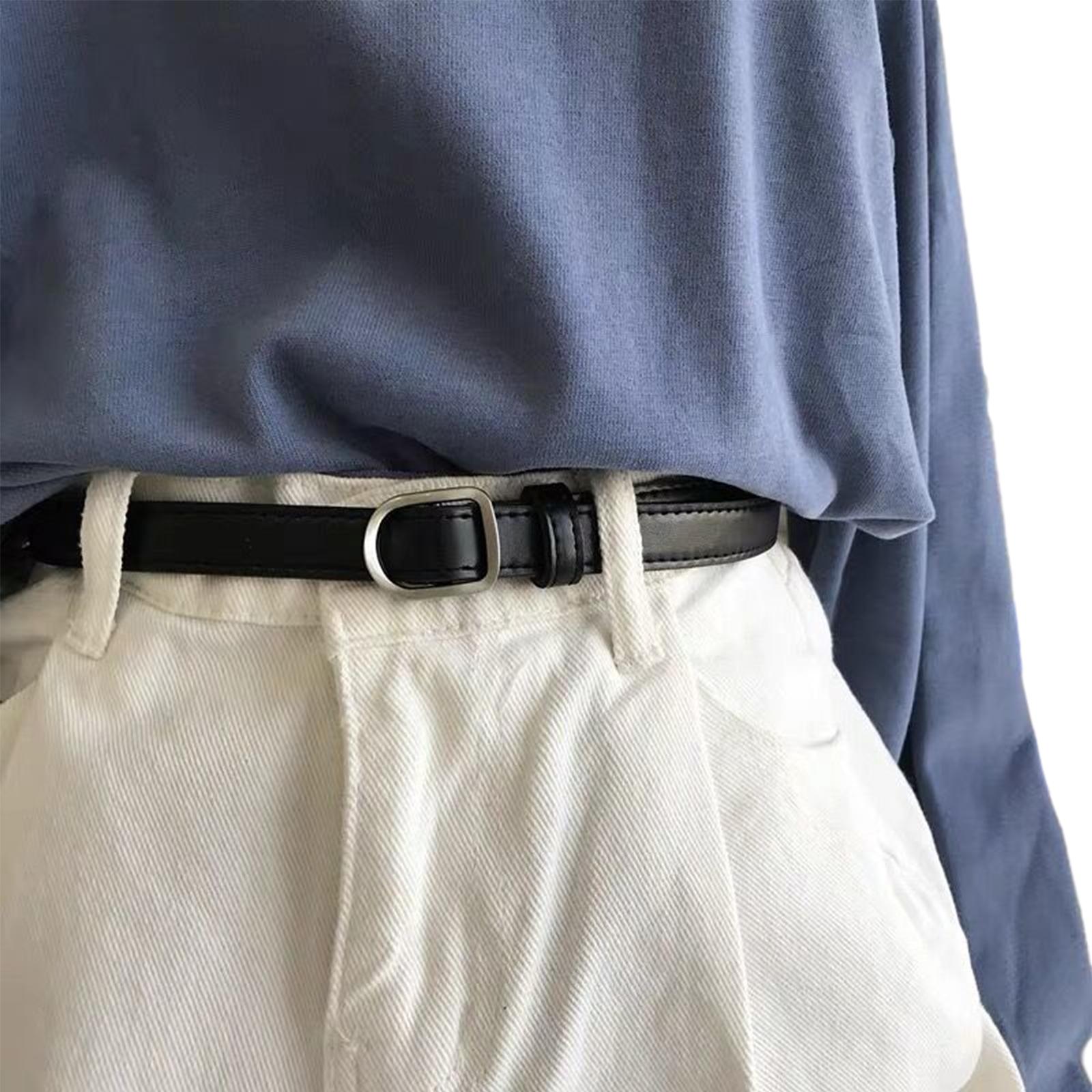

Simple Adult Waist Belt with Adjustable Alloy Buckle Waistband PU Waist Belts for Women No Hole Design Coat Shirt Belt 1