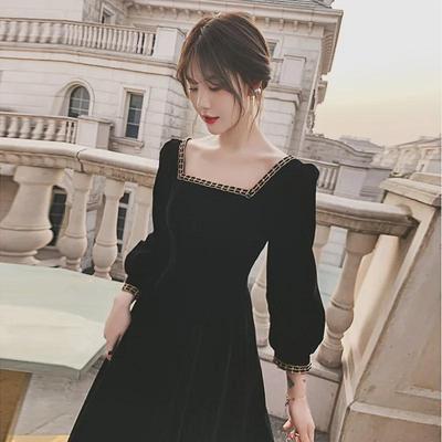 Rochie de seară elegantă neagră pentru întâlnirea anuală franceză 2022, rochie de gazdă ușoară și luxoasă pentru femei