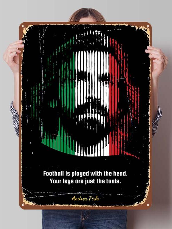 Andrea Pirlo Football Player Metal Posters Wall Art of Murals Custom Made Metal Tin Sign Plaque for Wall Decoration Retro Decor