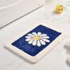 Inyahome Daisy Flower Bath Rugs Fluffy Soft Fiber Mat Non Slip Bathmat Plush Bathroom Rug for Bathroom Shower Room Floor Carpets