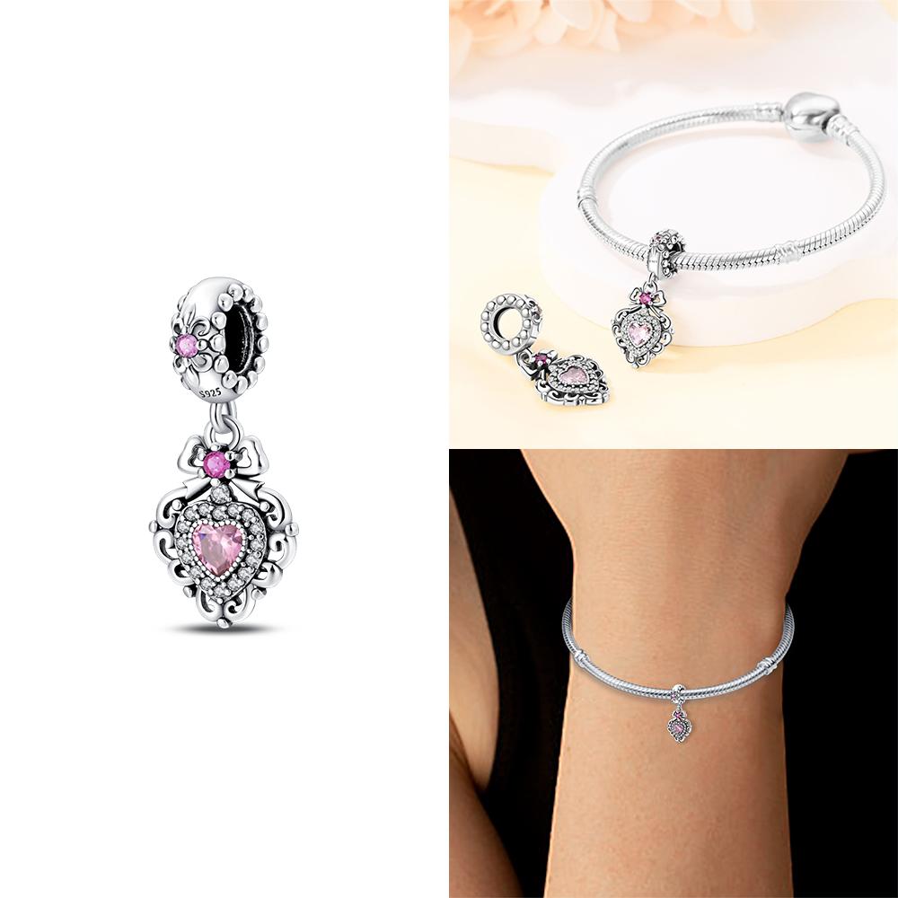 Copper Heart Shaped Guardian Color Romantic Retro Butterfly Charms Beads Fit 3Mm Original Bracelets Diy Jewelry Gift