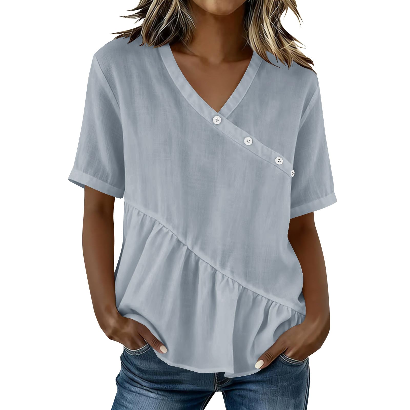 

Women s Fashion Loose-Fit -Color Casual Top XL