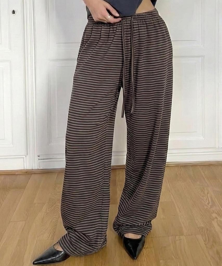 CHICKS Regular Striped Pants Brown