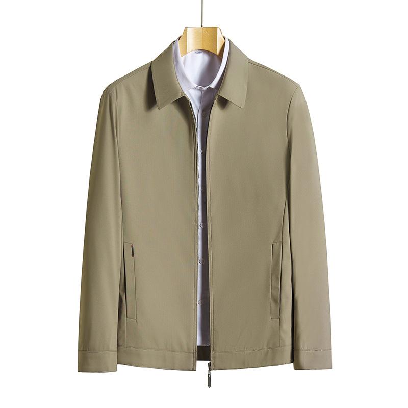 Spring and Autumn New Men's Jacket Business Casual Lapel Zipper Jacket Dad Wear Veteran Cadre Leadership Jacket Outside