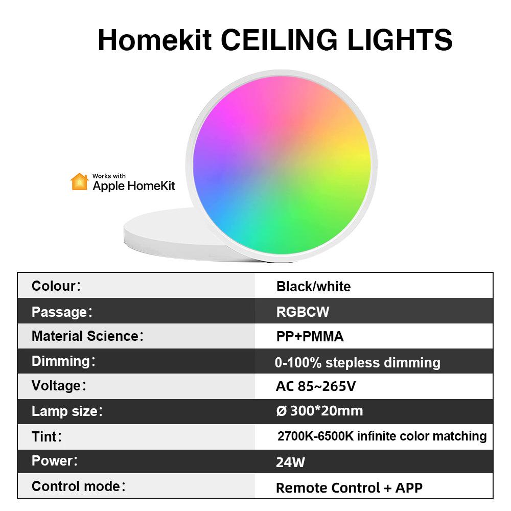HomeKit Smart Ultra-Thin Ceiling Light with Siri Voice Control, WiFi Dimming & Color Adjustment