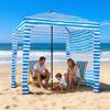 Beach Cabana, 1.83 x 1.83 m Beach Canopy with Side Wall, UPF 50+ Protection Easy Setup Cabana Tent with Sand Pockets, Portable Shade Sun Shelter