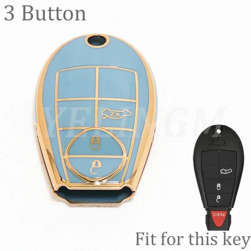 For Jeep Grand Cherokee For Dodge Grand Caravan 2008 2010 Challenger Charger Journey Ram 1500 Car Key Case Cover Keychain