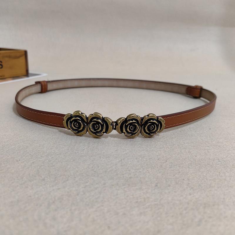 Shape Flowers Rose Buckle Women Leather Waist Belt For Everyday Fashion Wear