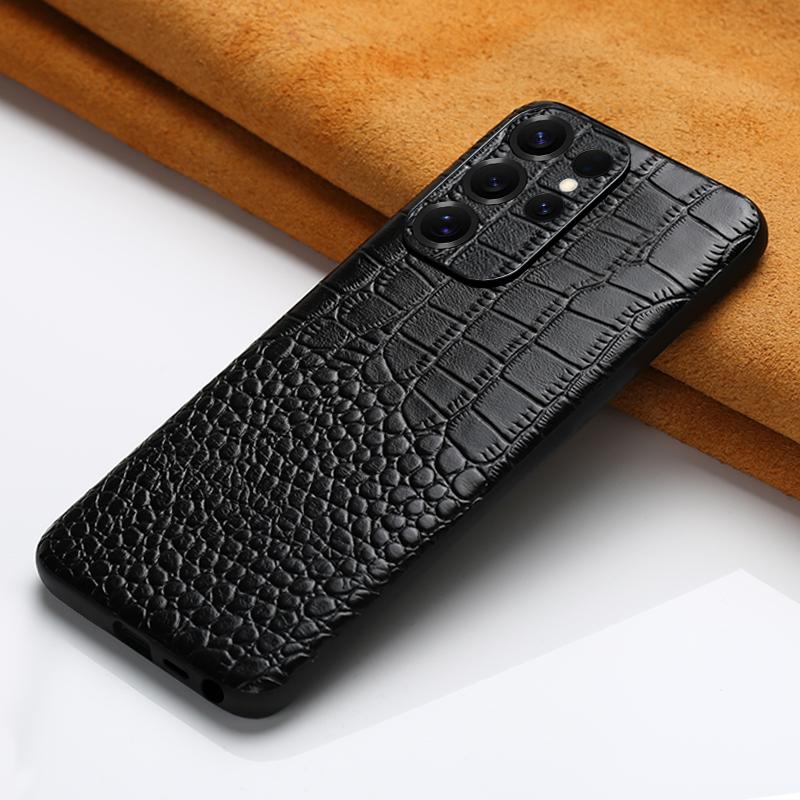 Case For Phone Yulin-003 Genuine Cowhide Leather Phone Case For Samsung Galaxy S24 S22 S23 S25 Ultra Plus A55 5G Full Protector Back Cover