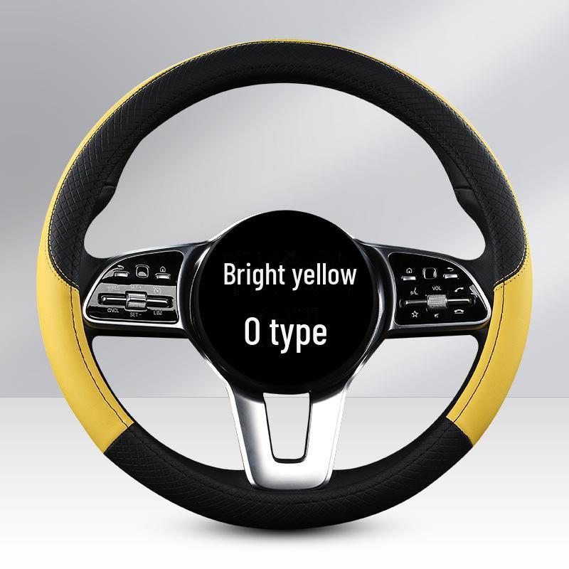 Uniwersalny Czterosezonowy Pokrowiec na Kierownicę Samochodową z PU Skóry: Odporny na zużycie, dopasowany kolorystycznie, modny pokrowiec na kierownicę do małych samochodów.