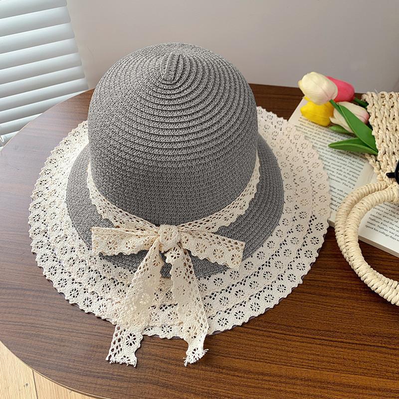 Fashionable Straw Hat For Women With Butterfly Bow Fringes And Geometric Patterns