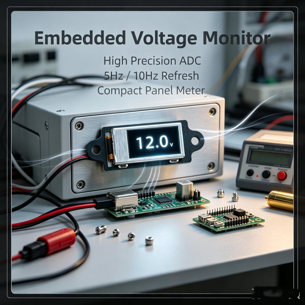 DC 0-30V Ultra-Thin Mini Digital Voltmeter 0.5-Inch OLED Display Screen With Screensaver 12 Bit High-Precision ADC Measure