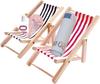 Miniature Sun Lounger 2 Pieces Wooden Home Decoration