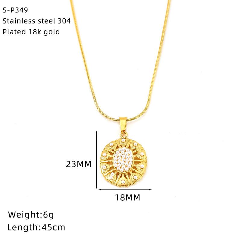 French Premium Polka Dot Stainless Steel Necklace Turquoise Pearl Love Pendant Premium Titanium Steel Necklace