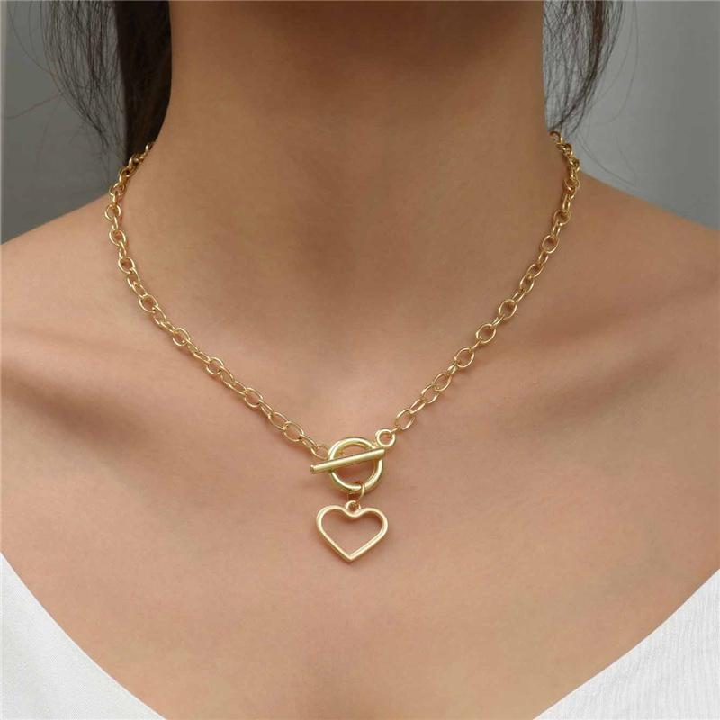 Punk Retro Heart Pendant Choker Collar Hip Hop Chunky Thick Chain Necklace Women Jewelry Gift
