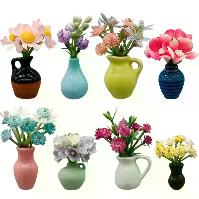 1Pcs Ins Style Dollhouse Miniature Ceramic Small Vase Model Refrigerator Sticker Creative 3D Stereo Home Decoration Magnet