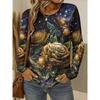Damen T-Shirt 3D Elegant Rose Floral Print Mode Langarm Rundhals Regulär Oberteil Feiertagswochenende Frühling Herbst
