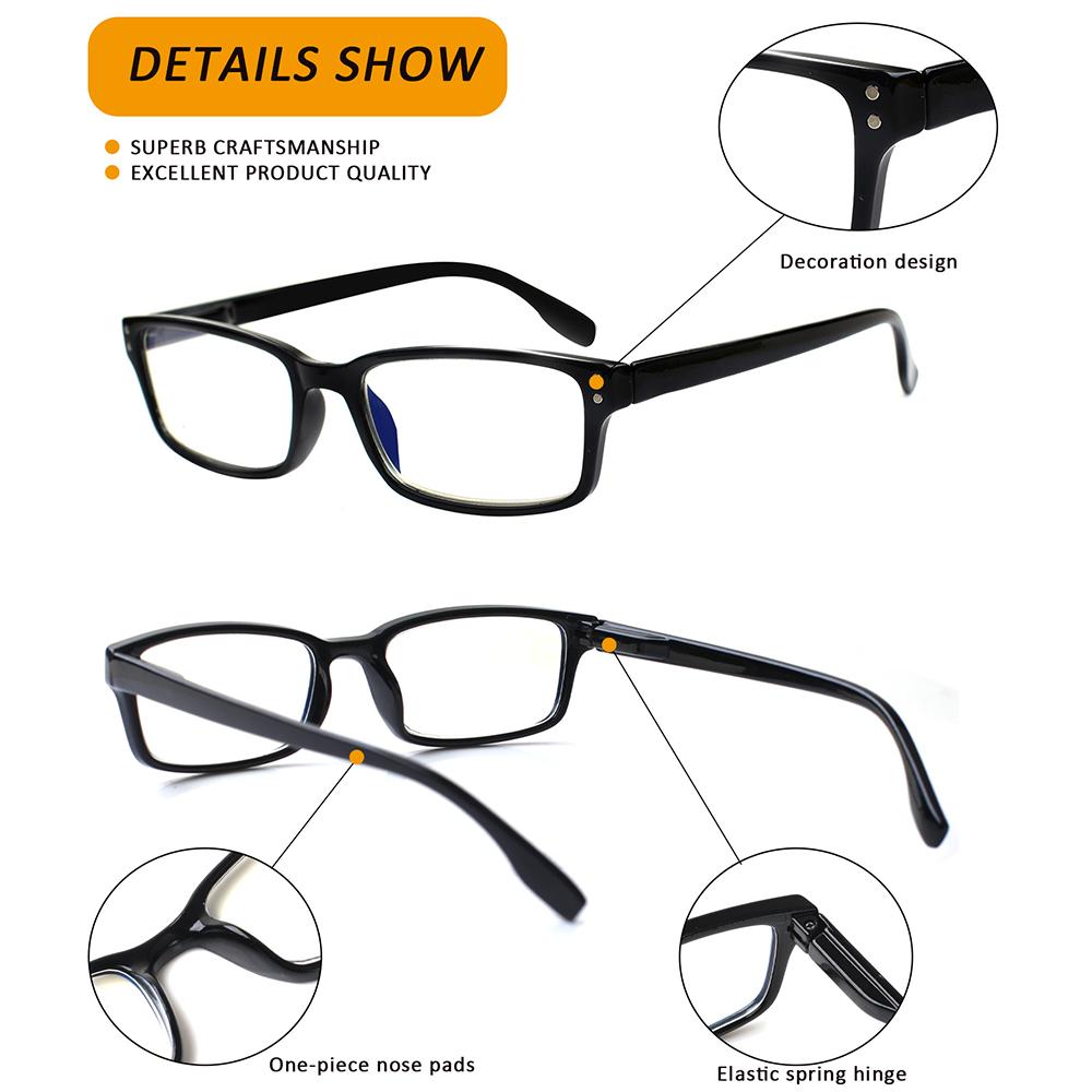 Reading Eyeglasses Spring Hinge Blue Light Blocking HD Lenses Men and Women Prescription Eyeglasses For Men And Women