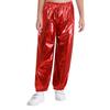 Unisex Kinder Metallische Hosen Elastischer Bund Glänzende Hosen Jazz Tanz Cheerleading Bühnenauftritt Hosen