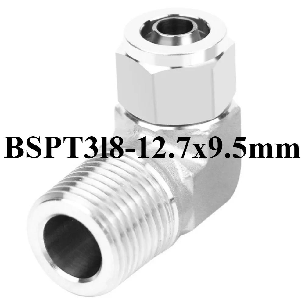 90-Grad-Winkel 1/8" 1/4" 3/8" 1/2" BSPT Außengewinde x 6 8 10 12 mm Schlauch Schnellverschluss 304 Edelstahl Geschmiedetes Rohrverschraubung Wasser Gas