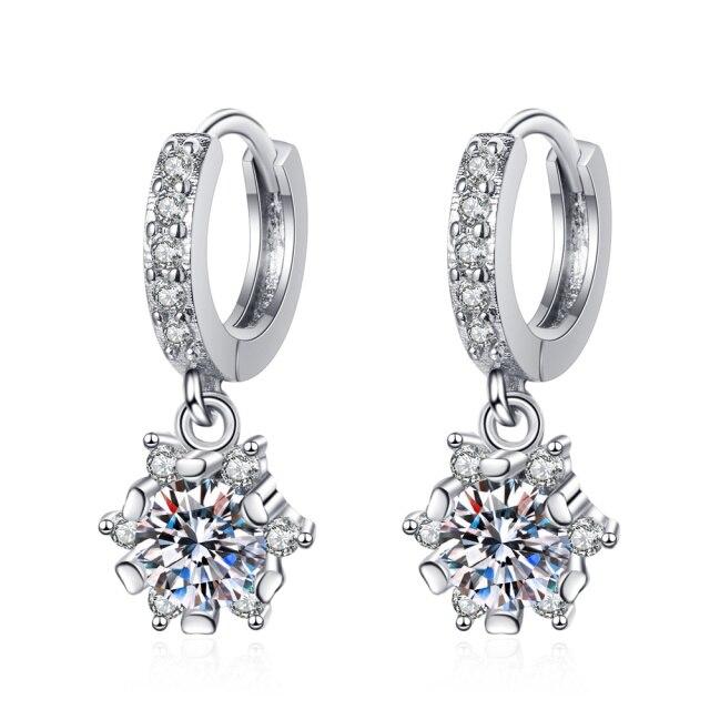 Women Earring Pendant 925 Silver Micro -Inlaid Zircon Full Diamond Creative A Pair Ear Studs Piercing Hoops Earrings Jewelry