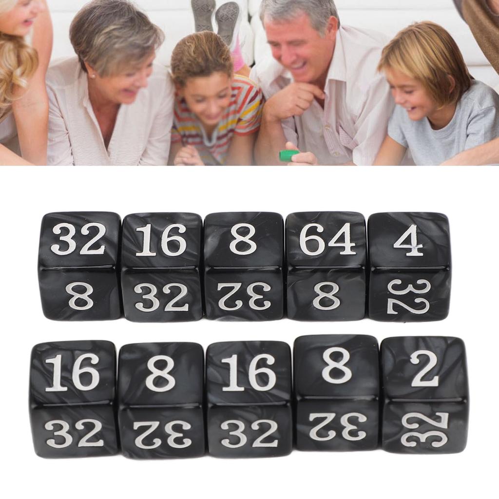 30PCS Number Dice Six Sided Multiples of 2 Number Plastic Light Weight Portable Dice   for Teaching Board Games