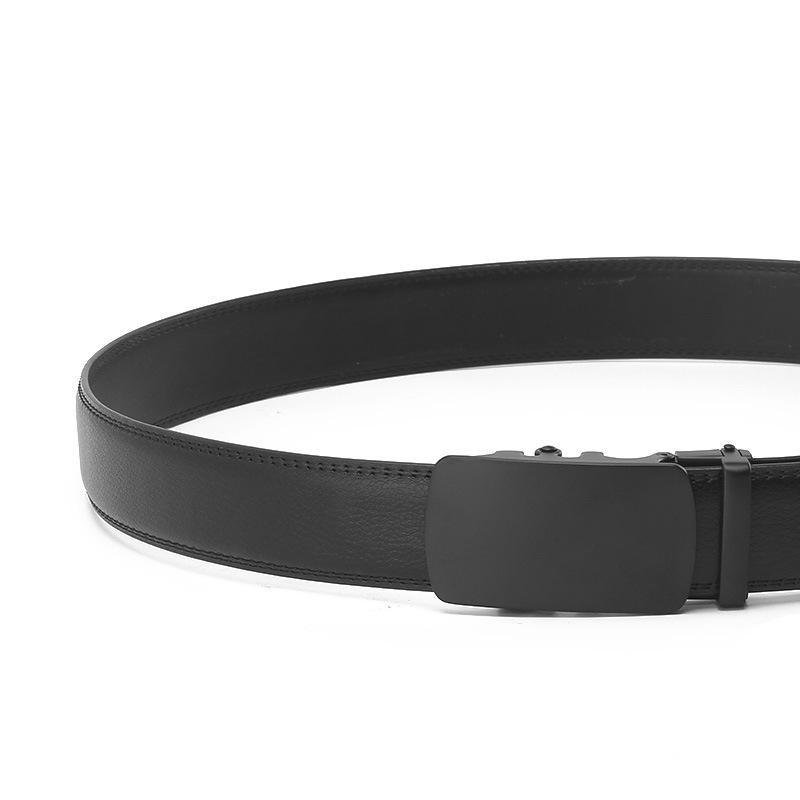 Swimming Black Automatic Buckle Open Side Two Layer Cowhide Belt Business Casual Men's Trendy Belt