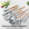 Silicone Kitchenware Wooden Handle Handheld Safe Non-stick Anti-rust Washable Cookware Indoor Restaurant Cooking Tool