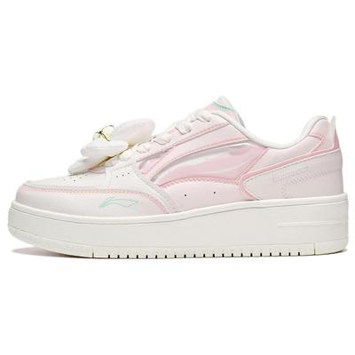 Disney X Li Ning Cheese Thick Sole Height Increasing Non-Slip Wear-Resistant Low-Top Sneakers Women Sneakers Pink AGCT382-3