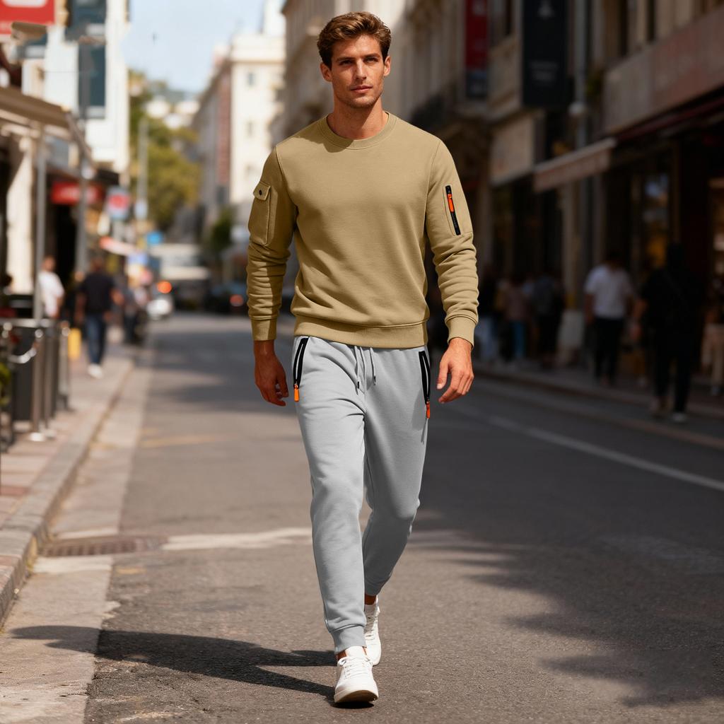 Men's Sweatshirt Suit Men's Solid Color Casual Sports Suit Sweatshirt Suit