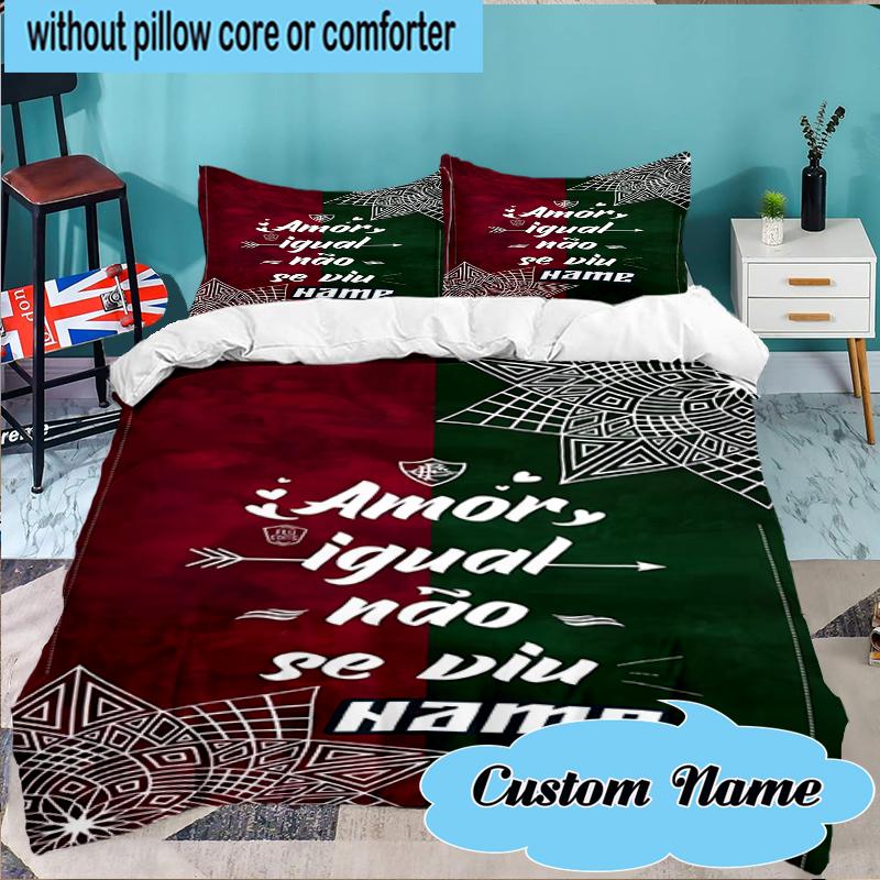 Custom Name Love Equality Fluminense Bedding Set 3pcs, Bedding Set Including 1pc Duvet Cover And 2pcs Pillowcases for Bedroom, Dormitory Gift