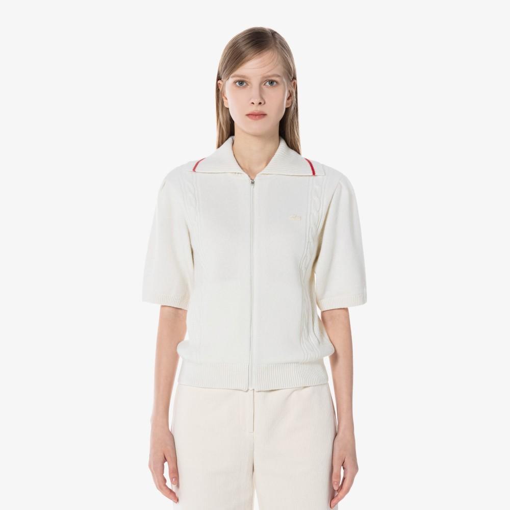Lacoste Women's Short-Sleeve Zip-Up Cardigan AF800E-54N70V