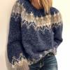 Loose Knitted Mohair Sweater for Women European American Style Autumn Winter Jacquard Fashion