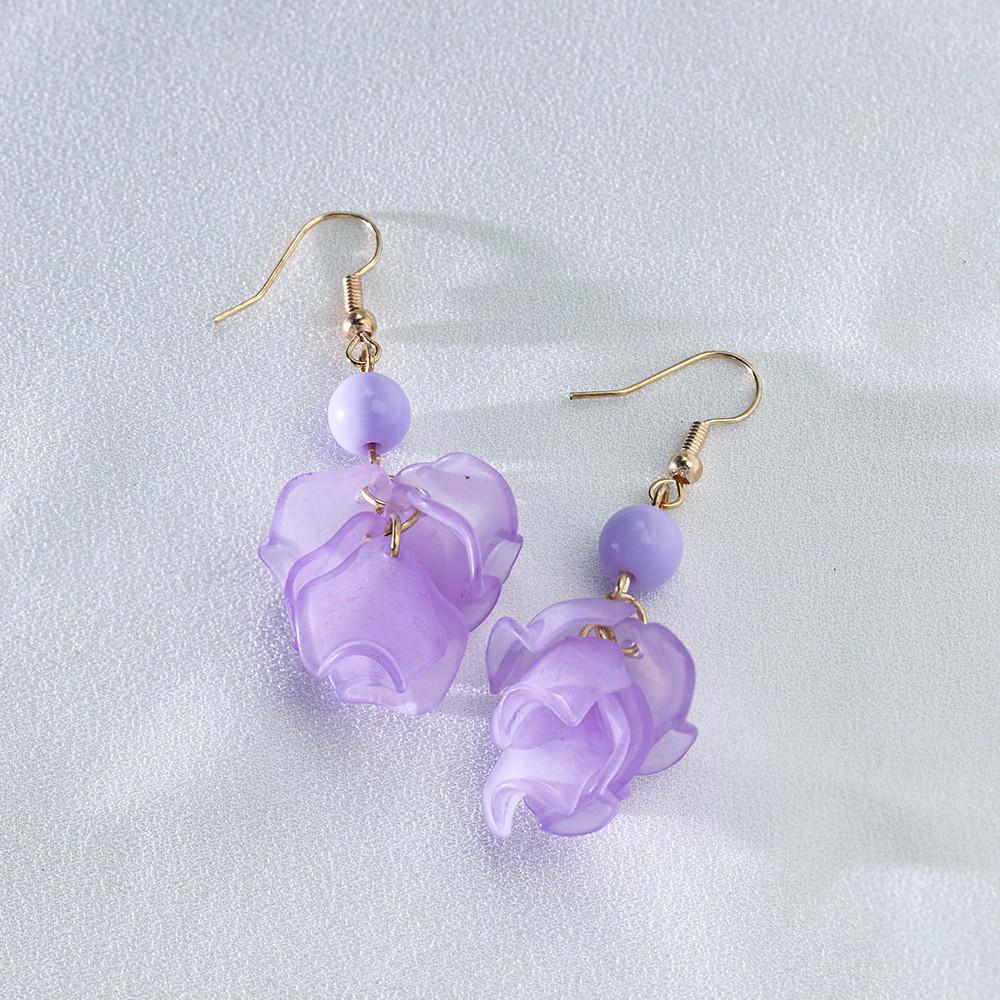 Pinkdudu Modische Schlichte Rote Blume Quastenohrringe Süße Acryllegierung Hängeohrringe für Frauen Schmuckgeschenke PD725