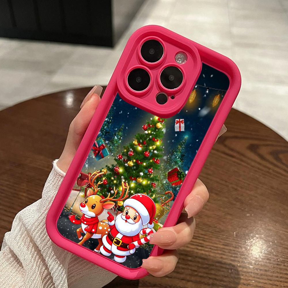 Ae121 Merry Christmas Santa design art Phone Cases for iPhone 16 14 13 11 Pro Max 15 7 8 6 Plus 12 mini XR XS Max SE Angel Eye Ladder Protective Cover