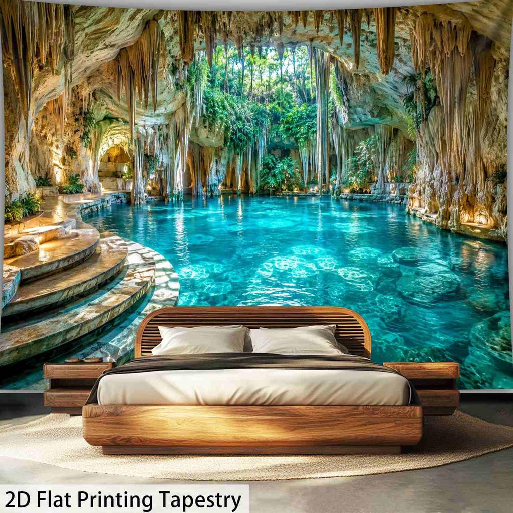 1Pc Stunning Limestone Cave Natural Tapestry Wall Hanging, Decorative Fabric Poster for Bedroom, Living Room, Dorm & Home Decor