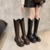 French Thick-soled Boots for Women's Autumn, But Knee-high Boots Show Thinness 2025 New Small Versatile Boots