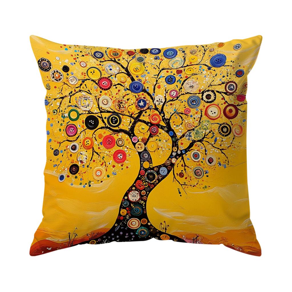 Retro Tree Of Life Cushion Pillowcase Printed Polyester 45X45Cm Throw Pillowcover Decorative Sofa Cushion Pillowslip Home Decor