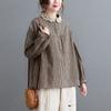 Plus Size Women Plaid Long Sleeve Turn Down Collar Casual Daily Blouse