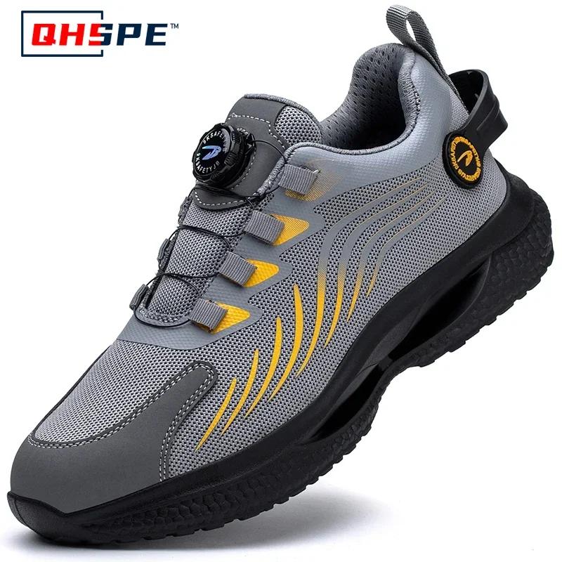 

Rotating Button Safety Shoes Men Anti-smash Anti-puncture Work Shoes Fashion Men Sport Shoes Security Protective Boots Men 39