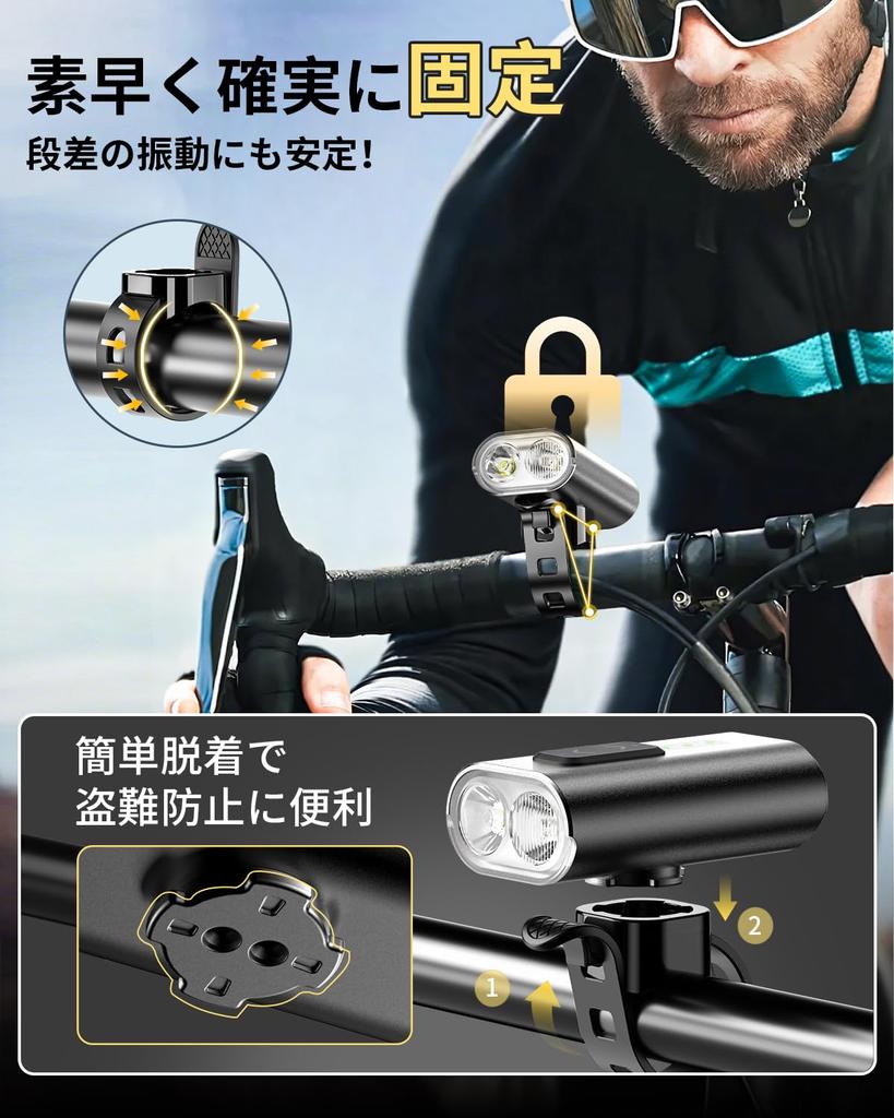 Bicycle Light First Switching High Wide Memory Road Aluminum Alloy IPX5 Easy Compact and LED Also Functions As a Flashlight for Disaster Power and PSE