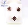 Bolaijewelry New Natural  garnet ring earrings Jewelry Set Simple fashion 925 sterling silver fine jewelry for women