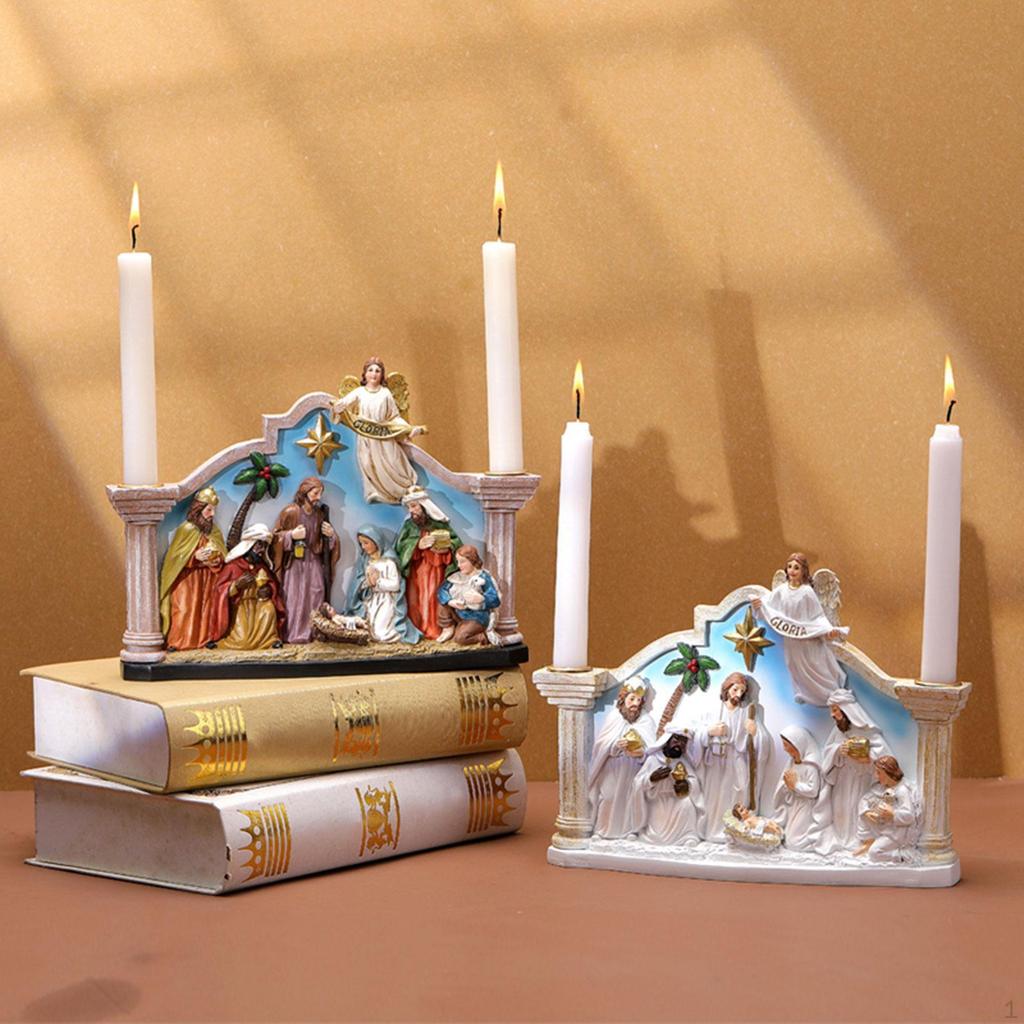 Christmas Nativity Scene Figurine Set Birth of Jesus Resin Figure Religious Decor