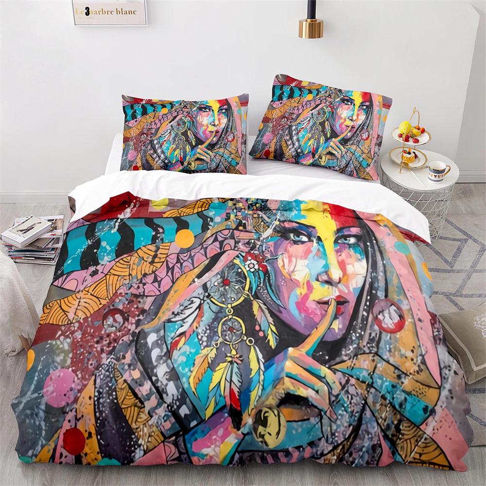 Oil Painting Duvet Cover Set Pink Cherry Blossoms Tree Flowers Polyester Comforter Cover King Queen Full Size for Girls Boys Kid
