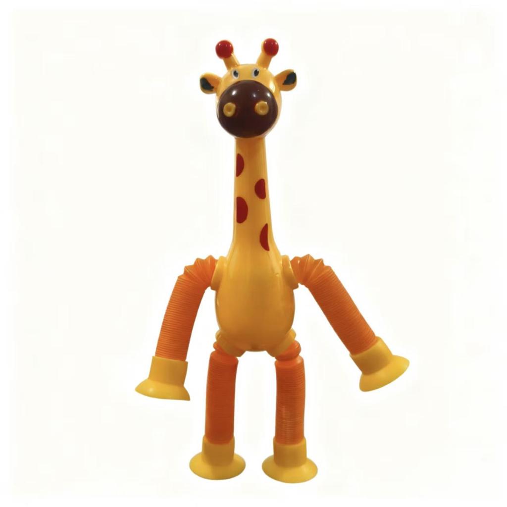 Suction Cup Giraffe Light-Up Extendable Tube Educational Cartoon Toy for Kids