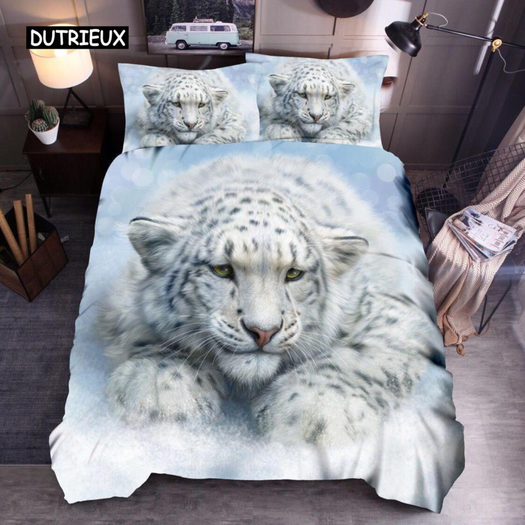 Animal Duvet Cover Set Queen Size Polyester Lightning Lion Pattern Comforter Cover Grey Black Soft Bedding Set For Teen Boys Man