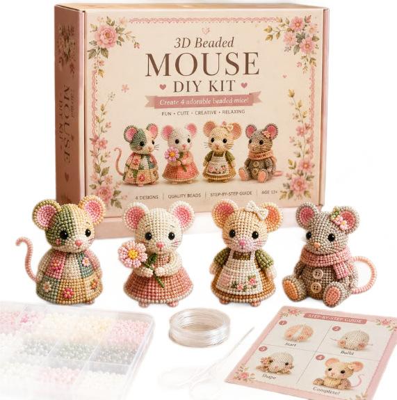 Creative Beaded Mini World 3D DIY Kit, Handmade Bead Craft Set for DIY Art Decoration