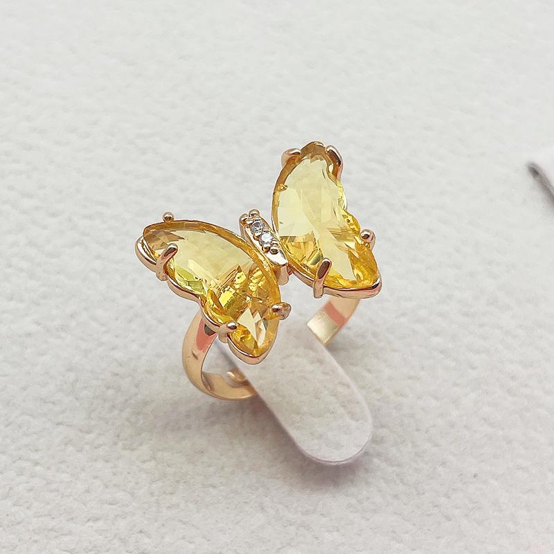 16 Colors Crystal Butterfly Ring Fashion Popular Women's Party Jewelry Charm Adjustable Ring Best Friend Gift Wedding Gift