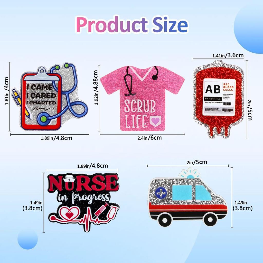 9pcs Nurse Accessories for Beach Bag, Simply Southern Totes, and Similar Styles. Acrylic Insert Charms for Rubber Beach Totes, DIY Wallet Making