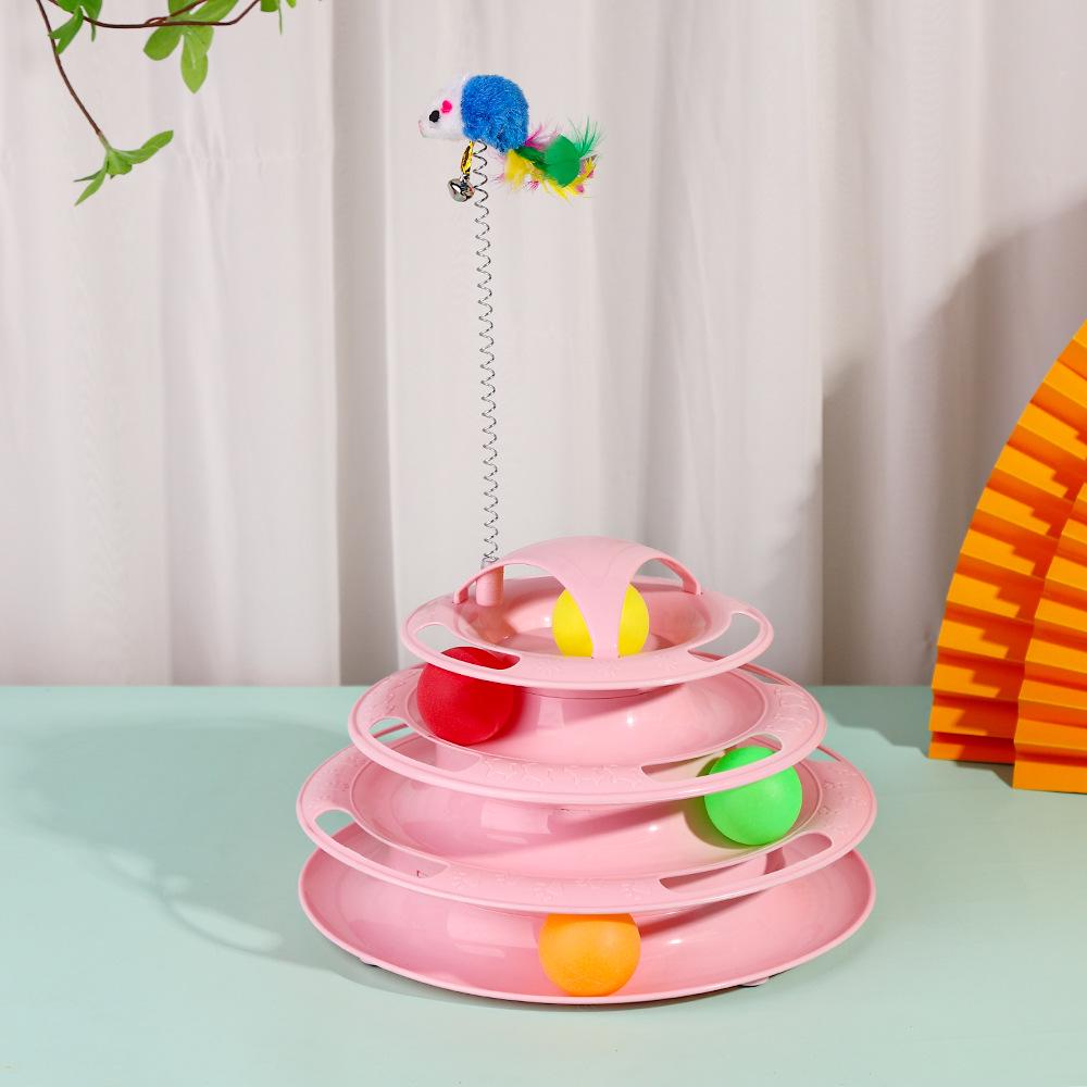 Cat Boredom Relief Kit: Interactive Wand, Teaser Wand, Turntable Toy, Self-Play Mouse Toy.
